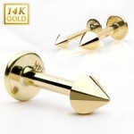 Zlatý piercing do brady - labreta (0,38 g, 1,2 x 10 mm)