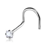Zlatý piercing do nosu - čtvercový zirkon, Au 585/1000 (čirá, 0,14 g)