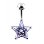 Stříbrný piercing do pupíku - hvězda (tyrkysová) [1]