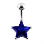 Stříbrný piercing do pupíku - hvězda (tyrkysová)