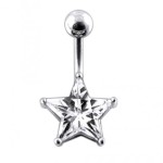 Stříbrný piercing do pupíku - hvězda (tyrkysová) [5]