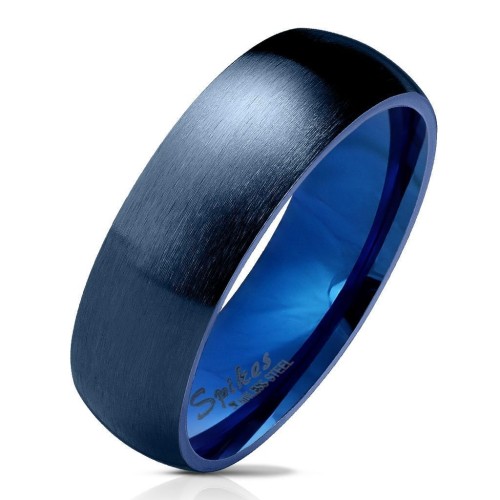 Modrý ocelový prsten, šíře 6 mm (52)