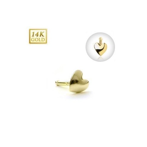 Zlatý piercing do nosu - srdíčko, Au 585/1000
