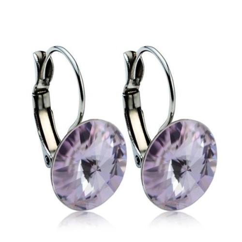 Ocelové náušnice s krystaly Swarovski® 12 mm, VIOLET