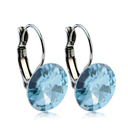 Ocelové náušnice s krystaly Swarovski® 12 mm, AQUAMARINE