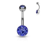 Piercing do pupíku zdobený Crystals from Swarovski® (modrá)