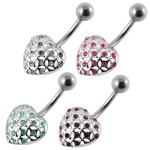 Stříbrný piercing do pupíku - srdíčko (čirá)