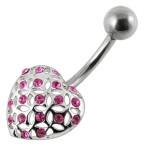 Stříbrný piercing do pupíku - srdíčko (čirá)
