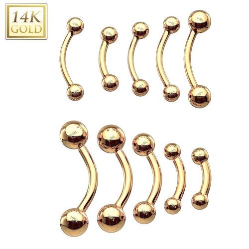 Zlatý piercing do obočí - kuličky, Au 585/1000 (0,48 g, 1,2 x 8 mm)