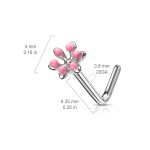 Zahnutý piercing do nosu kytička (tyrkysová)