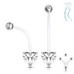 Těhotenský piercing do pupíku - srdíčko (tyrkysová)