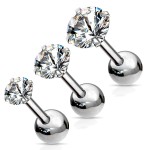Cartilage piercing do ucha, čirý kámen (4 mm, 1,2 x 6 mm)