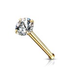 Zlacený piercing do nosu - čirý zirkon (2 mm)