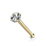 Zlacený piercing do nosu - čirý zirkon (2 mm)