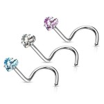 Zahnutý piercing do nosu srdíčko (růžová)
