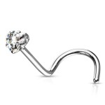 Zahnutý piercing do nosu srdíčko (růžová)