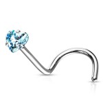 Zahnutý piercing do nosu srdíčko (růžová)