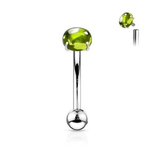 Piercing do obočí s kulatým kamenem (zelená)