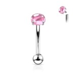 Piercing do obočí s kulatým kamenem (fialová)