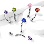 Piercing do obočí s kulatým kamenem (fialová)