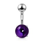 Piercing do pupíku s kulatým kamenem (zelená, 1,6 x 10 mm)