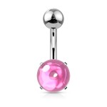 Piercing do pupíku s kulatým kamenem (zelená, 1,6 x 10 mm)