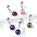 Piercing do pupíku s kulatým kamenem (zelená, 1,6 x 10 mm)