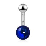 Piercing do pupíku s kulatým kamenem (zelená, 1,6 x 10 mm)
