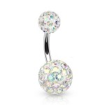 Piercing do pupíku zdobený krystaly Swarovski® (tyrkysová, 1,6 x 10 mm)
