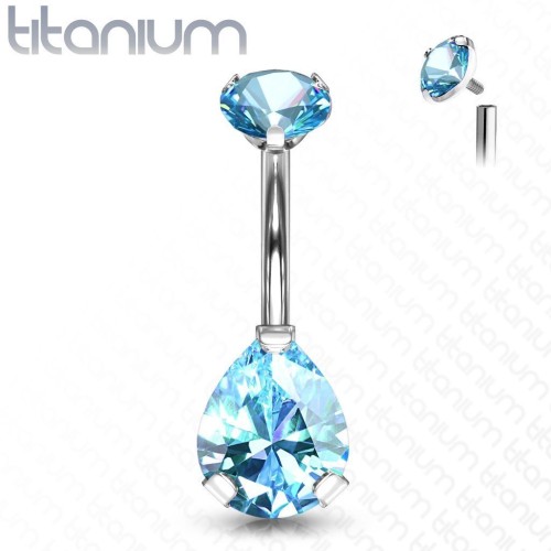 Piercing do pupíku kapka - TITAN (tyrkysová)