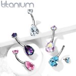 Piercing do pupíku kapka - TITAN (tyrkysová)