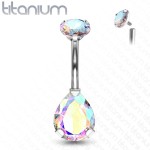 Piercing do pupíku kapka - TITAN (tyrkysová)