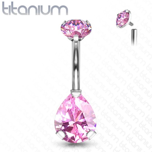 Piercing do pupíku kapka - TITAN (růžová)