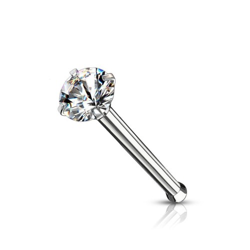 Piercing do nosu - čirý zirkon (2,5 mm)