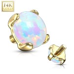 Zlatý piercing - dermál opál, Au 585/1000 (0,16 g, 4 mm)