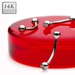 Zlatý piercing do obočí, Au 585/1000 (0,42 g, 1,2 x 10 mm)