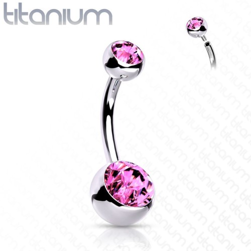 Piercing do pupíku vnitřní závit TITAN, 1,6 x 12 mm (růžová)
