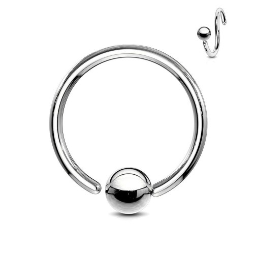 Piercing - kruh s kuličkou - rozevíratelný (1,2 x 7 mm, kulička 3 mm)