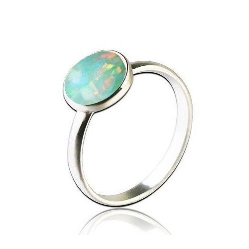 Stříbrný prsten s opálem 8 mm (1,74 g, 56)
