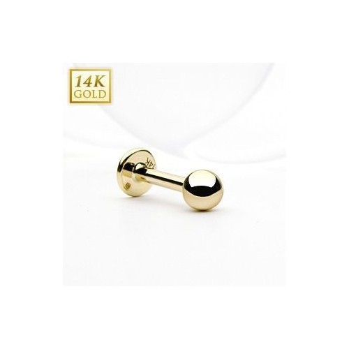 Zlatý piercing do brady - labreta, Au 585/1000 (0,33 g, 1,2 x 8 mm)