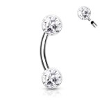 Piercing do obočí s krystaly Crystals From Swarovski® 1,2 x 8 mm