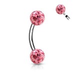 Piercing do obočí s krystaly Crystals From Swarovski® 1,2 x 8 mm