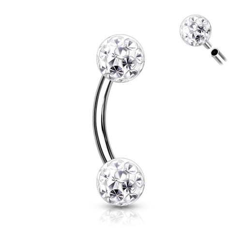 Piercing do obočí s krystaly Crystals From Swarovski® 1,2 x 8 mm