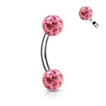 Piercing do obočí s krystaly Crystals From Swarovski® 1,2 x 8 mm
