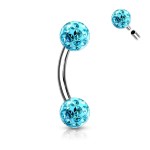 Piercing do obočí s krystaly Crystals From Swarovski® 1,2 x 8 mm