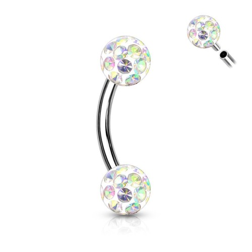 Piercing do obočí s krystaly Crystals From Swarovski® 1,2 x 8 mm