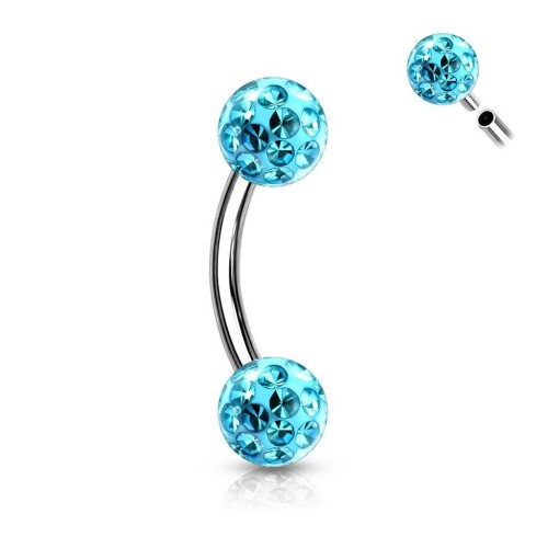 Piercing do obočí s krystaly Crystals From Swarovski® 1,2 x 8 mm
