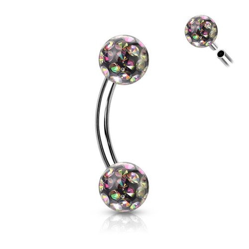 Piercing do obočí s krystaly Crystals From Swarovski® 1,2 x 8 mm