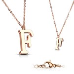 Zlacený ocelový řetízek s přívěškem iniciála ”F”