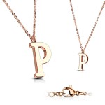 Zlacený ocelový řetízek s přívěškem iniciála ”P”